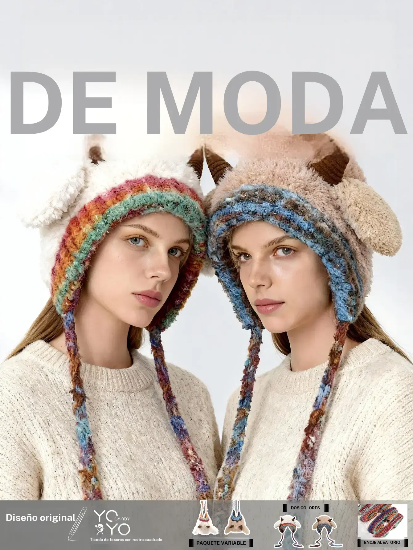 Original design festival sheep’s horn hat (This hat can be used normally and serves multiple purposes.) Knitted ear protection, windproof, and warm hat, suitable for the whole family. Adults can also wear it.