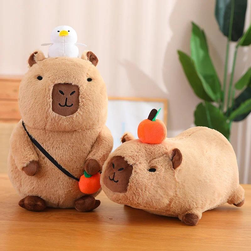 Capybara Plush Toy Simulation Capibara Unicorn Dinosaur Dress Boba Bread Fruit Food Decor Birds Bubble