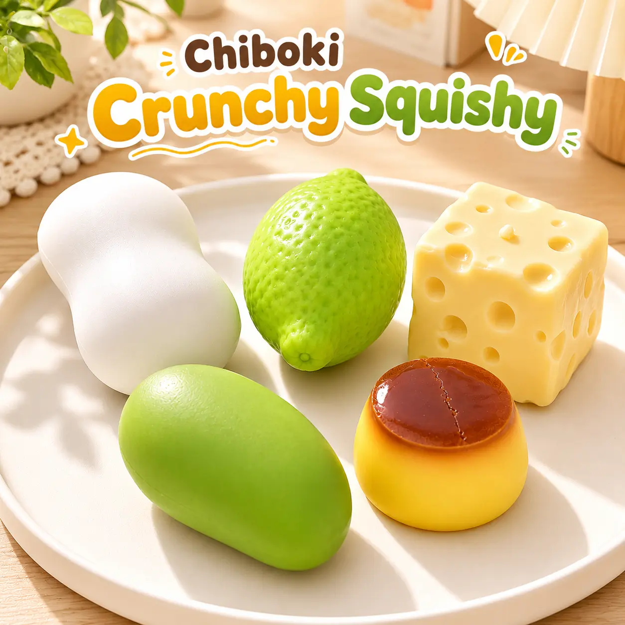 Chiboki Crunchy Squishy, Assorted Fidget Toys, Cute Desk Collectibles, Fun Squeeze Toys, Gift for Teens & Adults