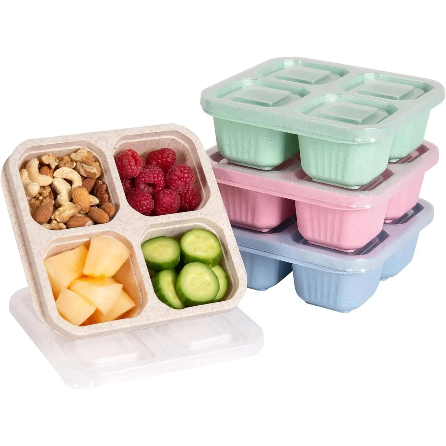 4 Pack nto Box, 4 Compartment Lunchable Snack Containers with  for Meal Prep, School, Travel,  Divided Lunch  Container for Adults, ,