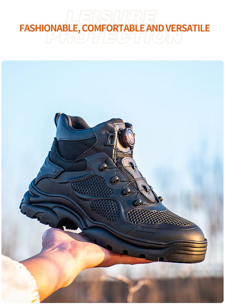 Men's Work Safety Shoes High Top Lace-up Safety Boots, Steel Toe Anti-smash and Anti-puncture Work Safety Boots Comfortable and Breathable Outdoor Sports Shoes Hiking Shoes Large Size Men's Work Shoes Industrial Outdoor Construction Product Model：9195
