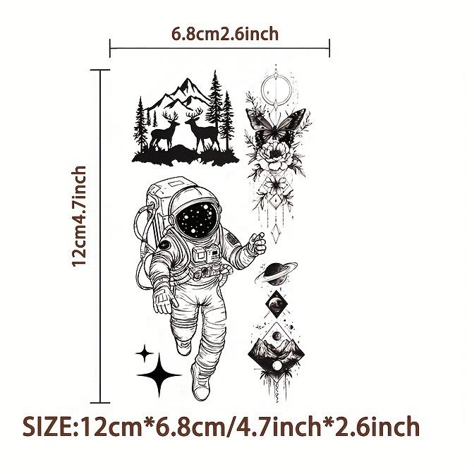 10 Pieces Black Space Temporary Tattoo, Geometric Planet Fake Tattoo Sleeves, Suitable for Women Men Adult, 3D Star Moon Sun Solar System Tattoo Sticker Universe Astronaut Galaxy Arm Art Design-Easy to Apply and Remove, Durable and Durable.