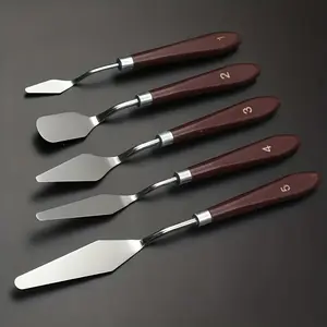 Cake Cream Spreader 5pcs/set Stainless Steel Frosting Spreader Baking Pastry Tool, Mixing Scraper Set Cake Ice Oil Coating Decoration Scraper Cream Ink Powder Tool Art Paint Mixing Tool Used In Paintings And Drawings