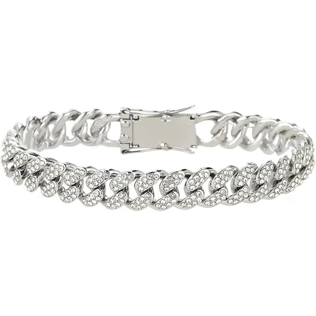 Cuban Link Bracelet for Women & Men,  &  Cuban Chain,Wedding Prom Iced Out Chain Bracelet Bling   for Women Men