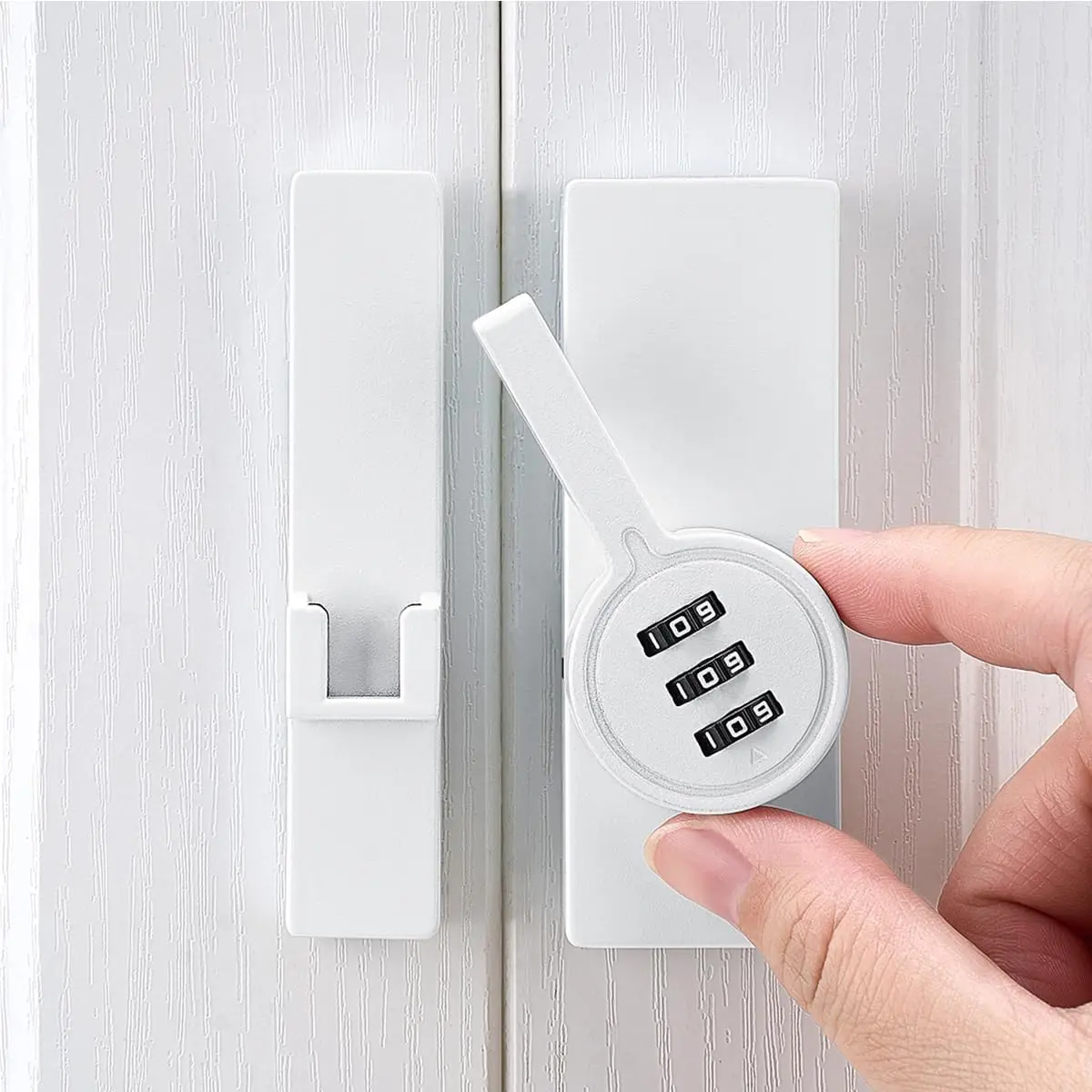 White 180  Mechanical Password Lock,Barn Door Latches | 3 Digit Password Keyless,Flip Latch with Combination,Protect ,for Sliding Door,Windows,Cabinets, Cabinet,bedroom