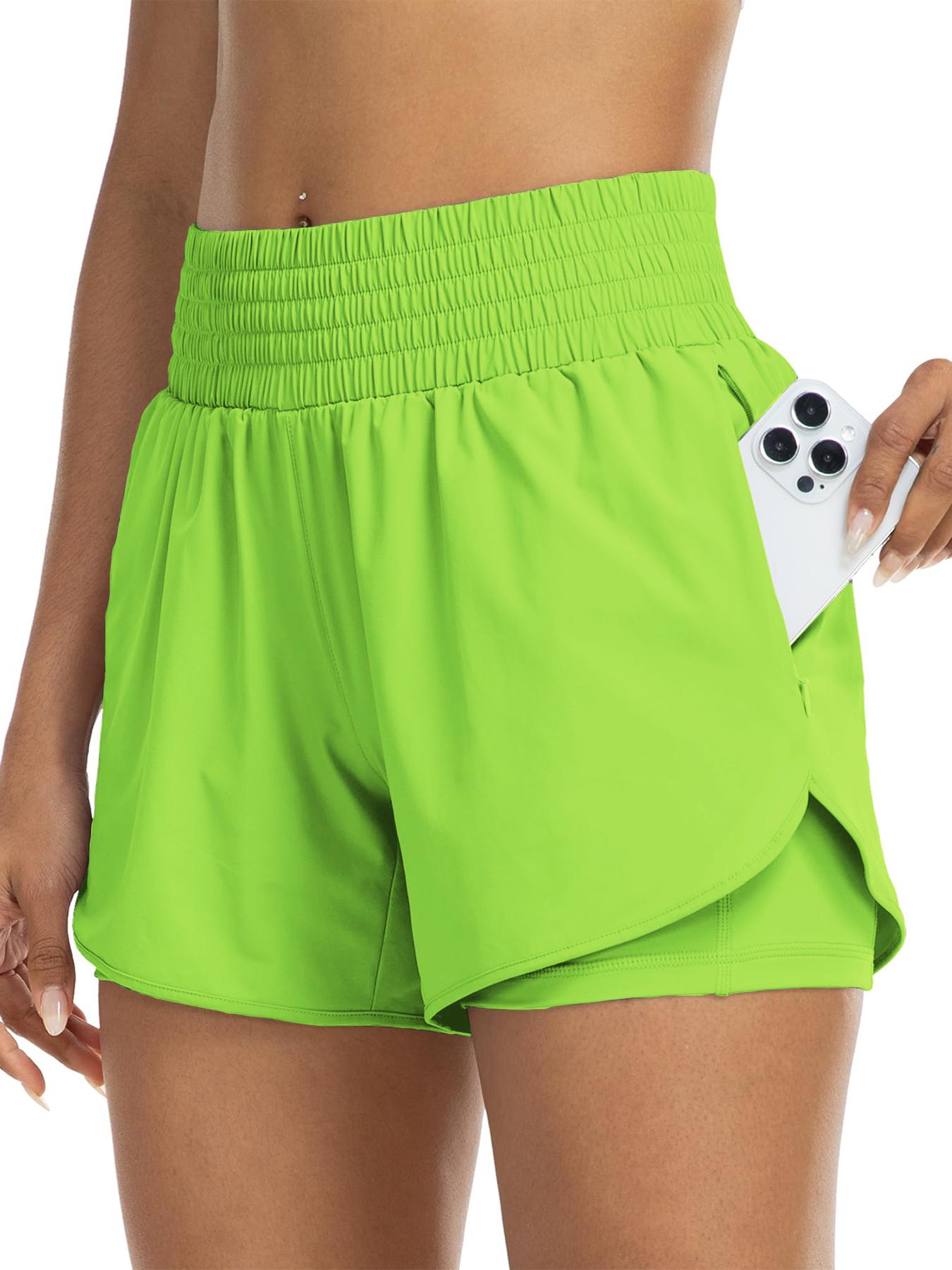 Women's Solid Color High Waist Double-Layer Shorts with Pocket Design, Casual Comfy Breathable Fitted Skinny Shorts for Daily Wear, Ladies' Bottoms for All Seasons