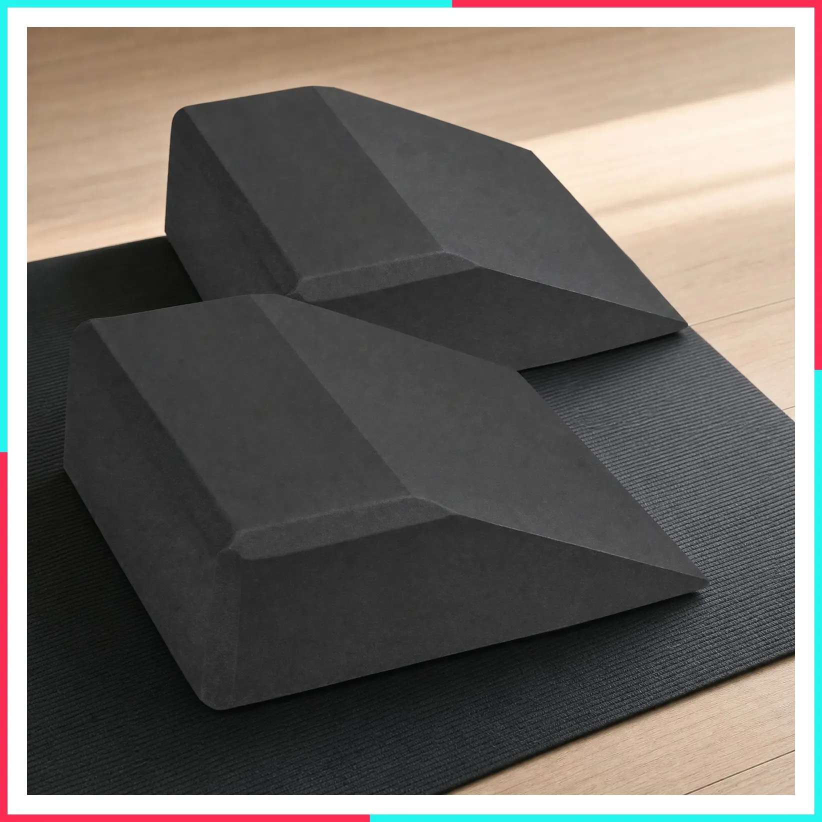 2 Pack Non-Slip Squat Wedge Blocks - Heel Elevated Ramp for Squats, Calf Raises, Pushups, Weightlifting, Yoga - Slant Board Fitness Platform for Men Women