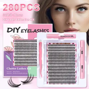 DIY Eyelash Extension Kit, Professional & Beginner Friendly, Easy Home Use, Full Set, Liquid Form, 0.05mm Thickness, Ucoolme Lashes, Eyelash Cluster Kit