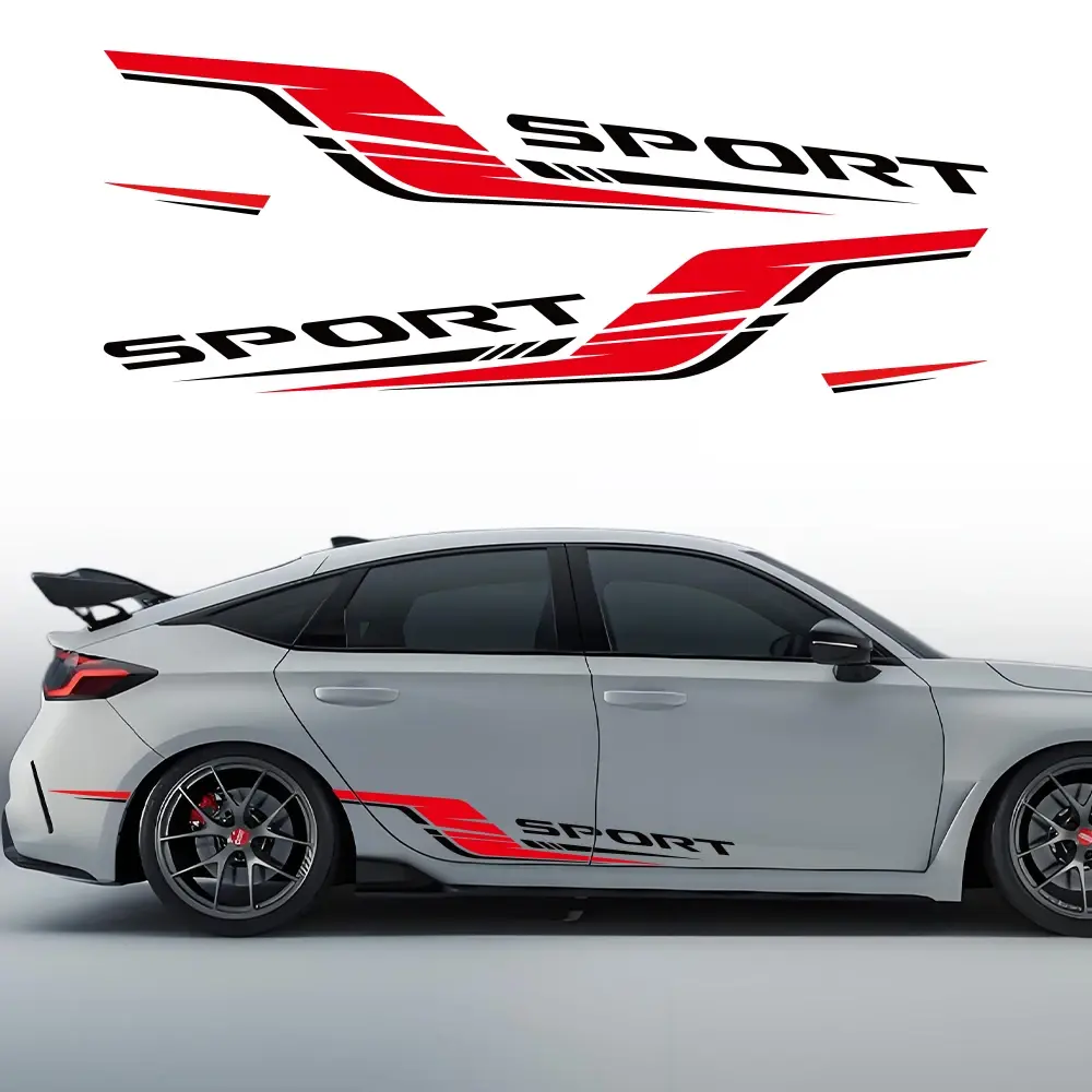 Type-R Style Door Side Stickers Kit | Waterproof Vinyl Wrap for Honda Cars | Premium Auto Decals