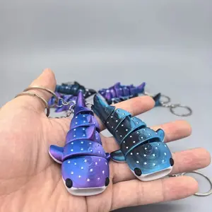 Starry Sky Articulated Shark Fidget Keychain, 3D Printed Movable Ocean Animal Toy, ASMR Stress Relief Accessoryy