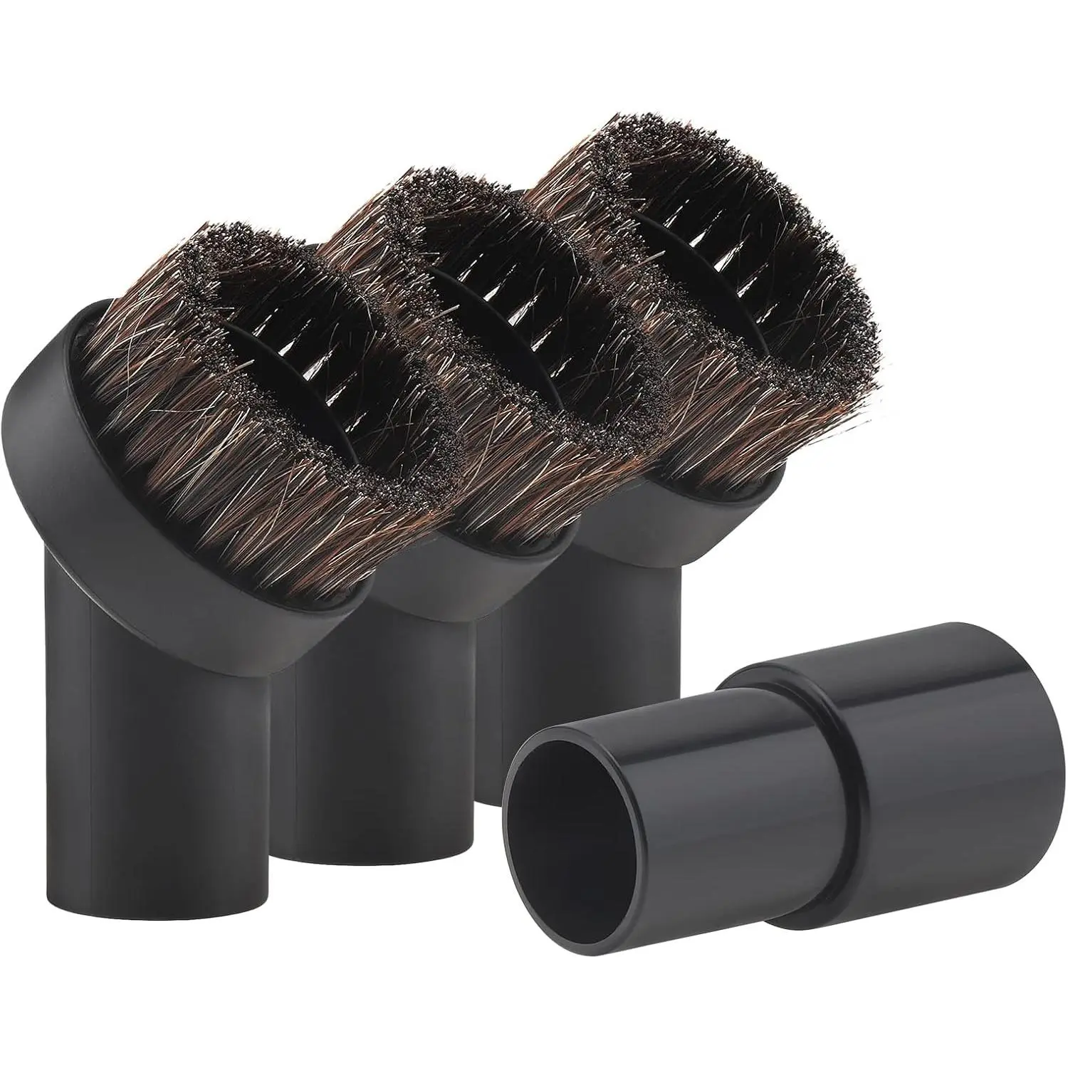 Vacuum Brush Attachment,Horse Hair Round Dust Brush with  Adapter | 3 Pack 1.25 Inch Brush  with 1 1/4" to 1 3/8" Inch Vacuum Hose Adapter Tool for Standard Hose