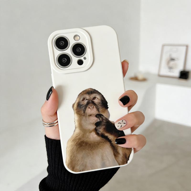 Cute Monkey Pattern Phone Case , TPU Soft Silicone , Fully Protected and Shockproof For iPhone 17 16 15 Pro Max 14 13 12 11 X Plus Air Mini Funny MEME