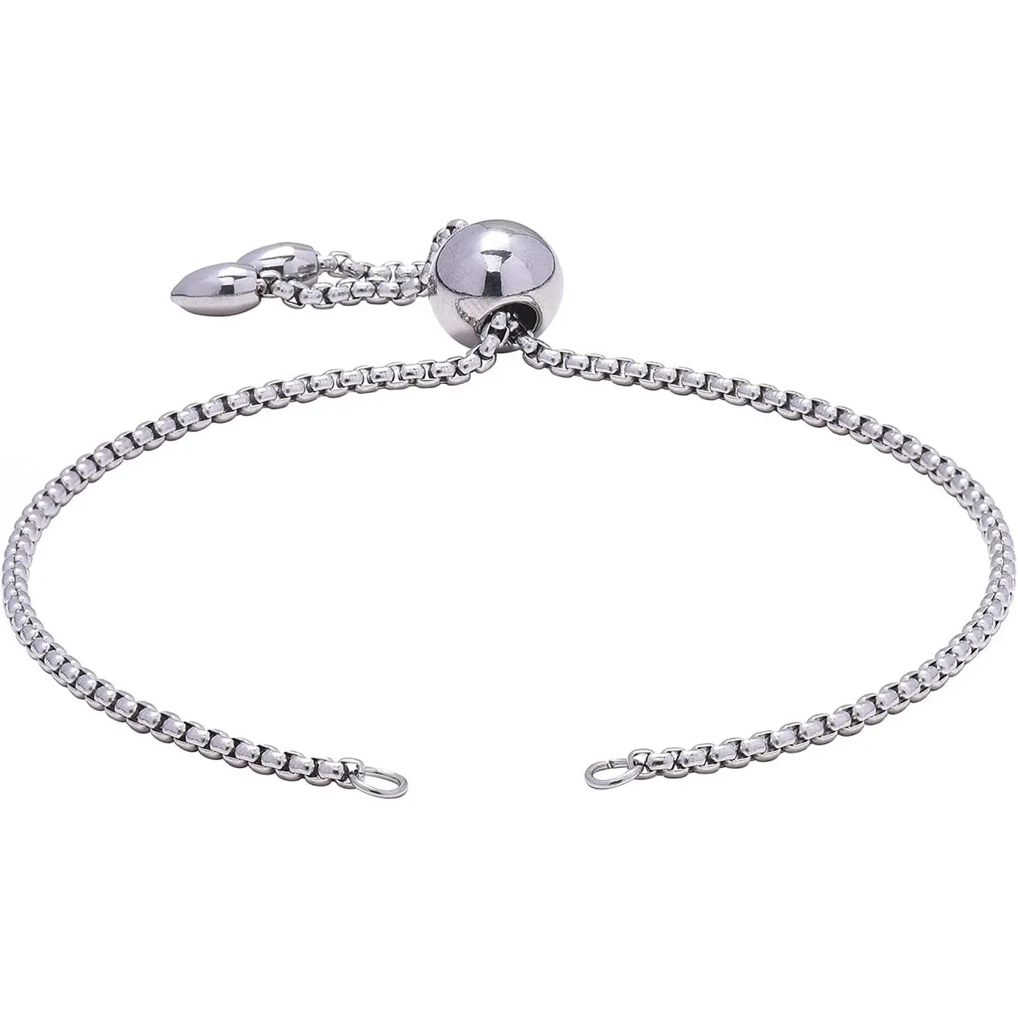 10 count 304 Stainless Steel Adjustable Bolo Bracelets Slider Extender Chains with Box Chains for Bracelets  Making