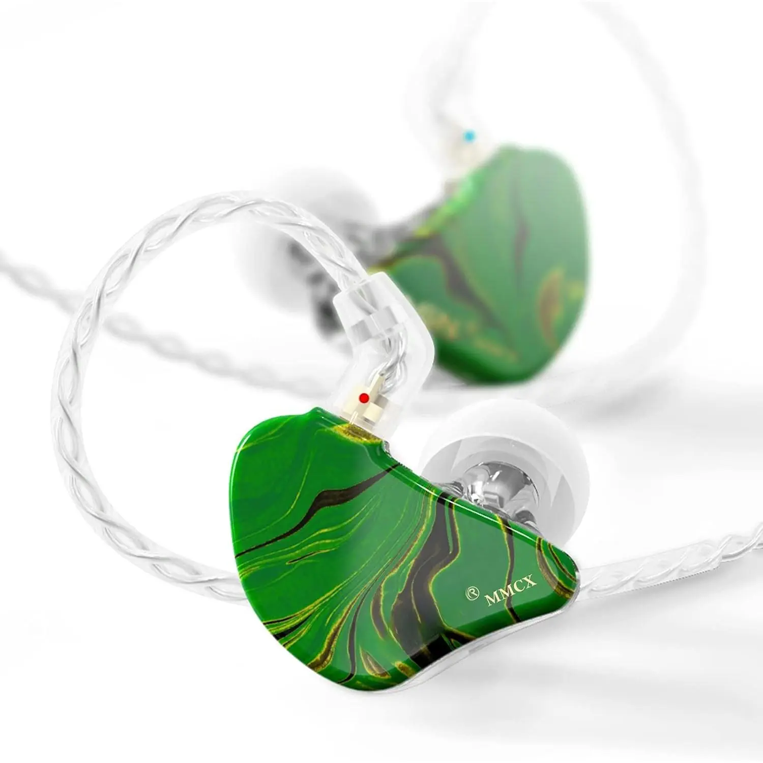 MMCX in-Ear Monitors with Sound Isolation, Triple Driver Musicians HiFi Stereo IEMs Headphones with Upgraded Detachable Cables (Forest Green)
