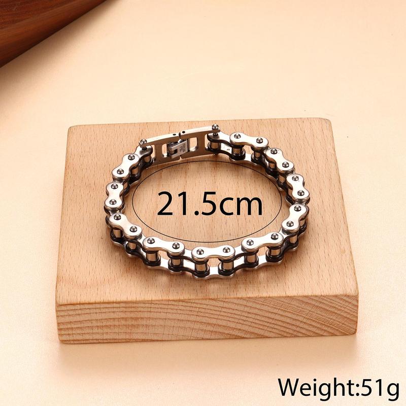 Drperfect Mens Bracelet Stainless Steel Motorcycle Bike Chain Bracelets 8.4 Inch