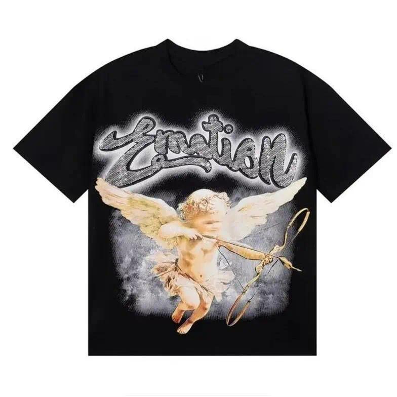 Graphic T-Shirt with Angel Print - Trendy Streetwear for Men & Women Fashion Tee 2025 Novelty Graphic T Shirt funny tshirt Undershirts Tees Casual Streetwear Classic Plain Men's Women Cotton Moisture Wicking Short Sleeve Crew Neck Print Plus Size Tee