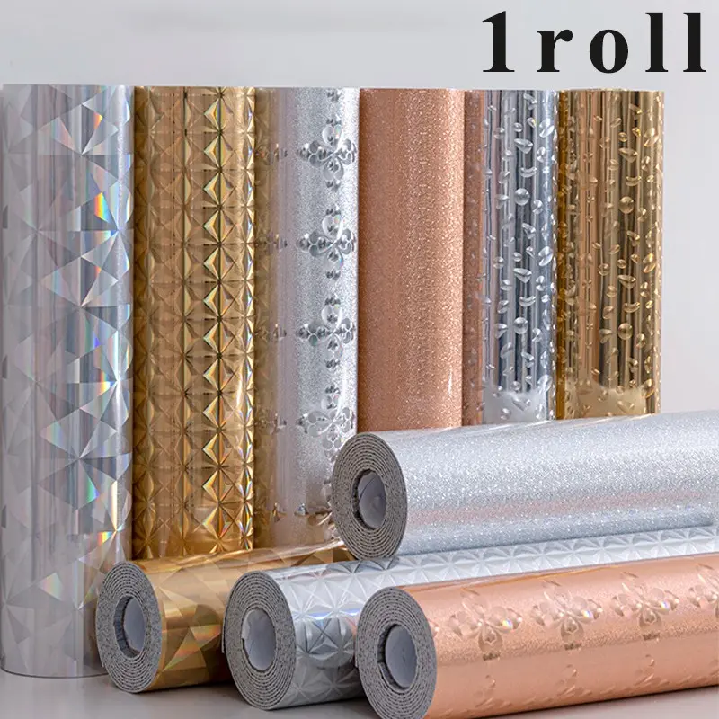 Thick Shiny Pattern Self-Adhesive Peel and Stick Wallpaper, European Luxury Wall Decoration, Easy to Apply, Enhances Room Aesthetics, Perfect for Home Renovation