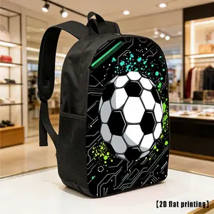 Cool Green Soccer Ball, Lightweight, Large-Capacity Unisex Backpack with Adjustable Shoulder Straps, Side Pockets, Suitable for Casual Wear, Commuting, And Multiple Uses. Ideal for Hiking, Mountaineering, And Adventure, As Well As a Laptop Bag