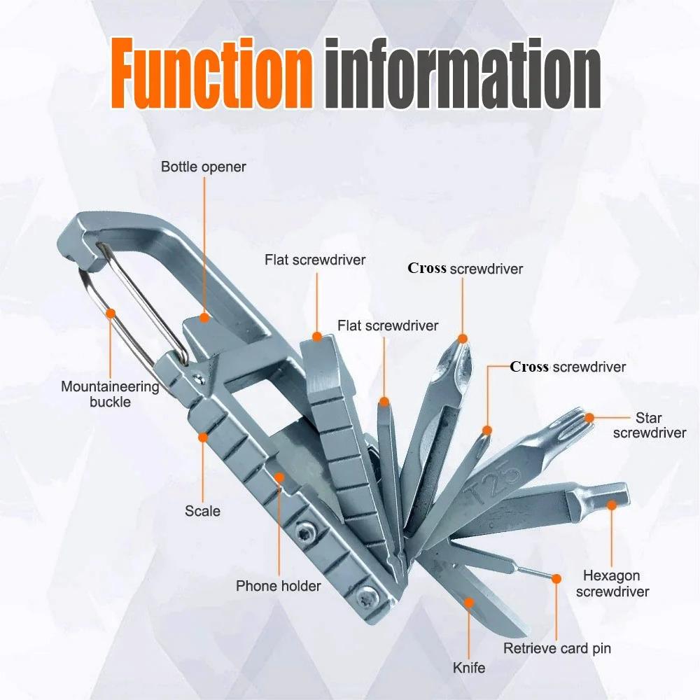 13 in 1 Multifunctional Stainless Steel Tool Combination Folding Outdoor Tools Corkscrew Screwdriver Wrench Knife Knife Keychain phone stand mount accessory reliable OUTDOOR adventure gear supply