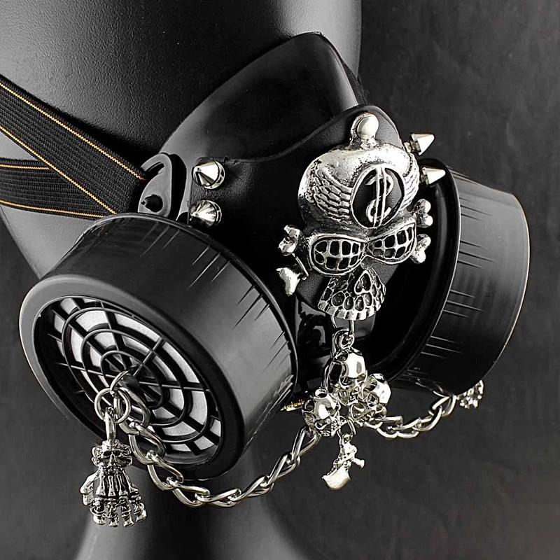 Steampunk Mask Men Masquerade Skeletal Spike Half Face Skull Mask Costume Cosplay Motorcycle Biker Face Mask