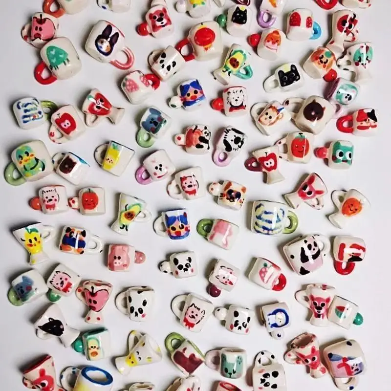 Vesta--A32--Cute hand-painted ceramic cup pendant
