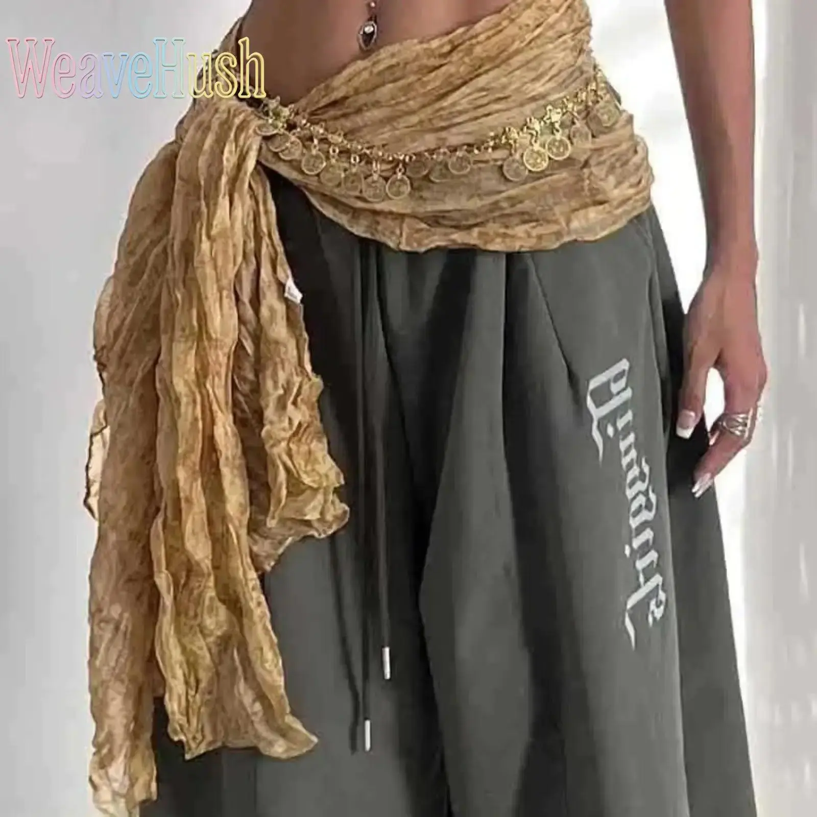Ethnic Boho Tassel Coin Wrap Tie Waist Scarf - DIY Bag Accessory for Belly Dancing, Streetwear (Luggage & Bags Category)