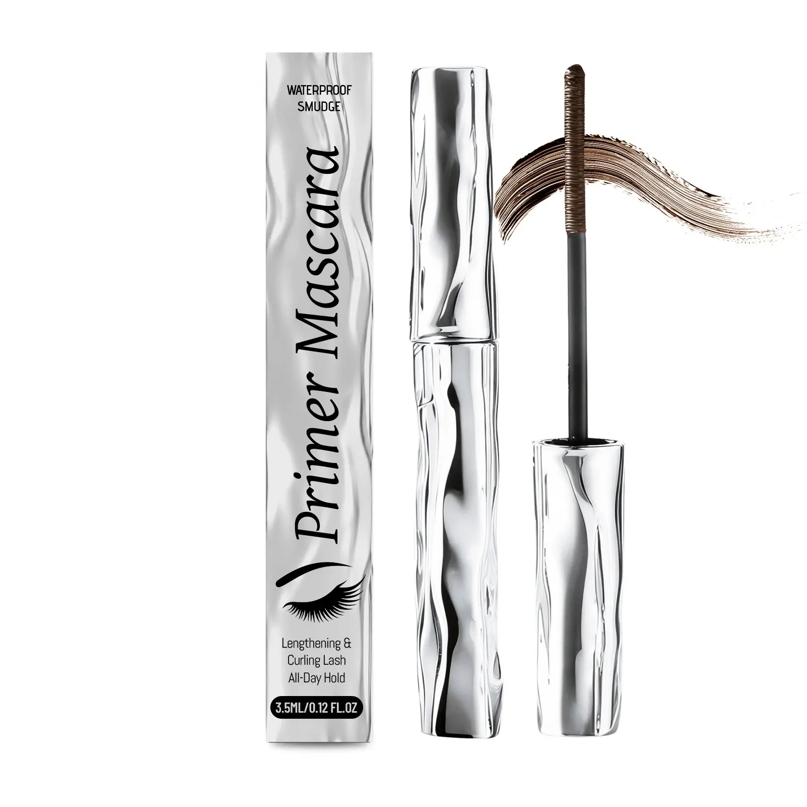 Brown Blushe Growth Serum Mascara, Volumizing Lengthening Smudge-Proof Mascara,Curling Silver Stick Waterproof, 3D Curling & Volumizing for Daily Use Dramatic Moments