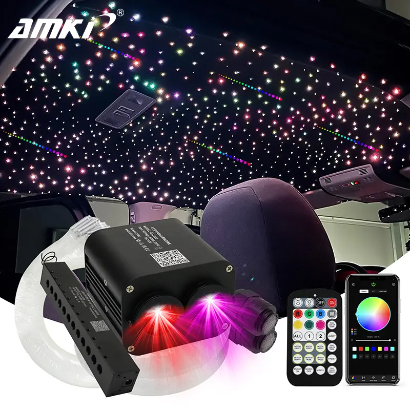 20W Twinkle RGBW Meteor Starry Sky Car Star Ceiling Light Fiber Optic Light APP Control LED Star Roof Car Interior Ambient Light