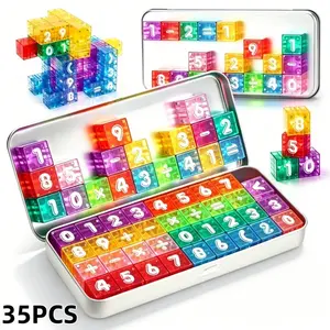35-Piece Magnetic Number Blocks, Portable STEM Math Learning Toy, Math Learning Tools for Kids Ages 3+, Montessori Gift for Boys and Girls, Math Teaching Aid