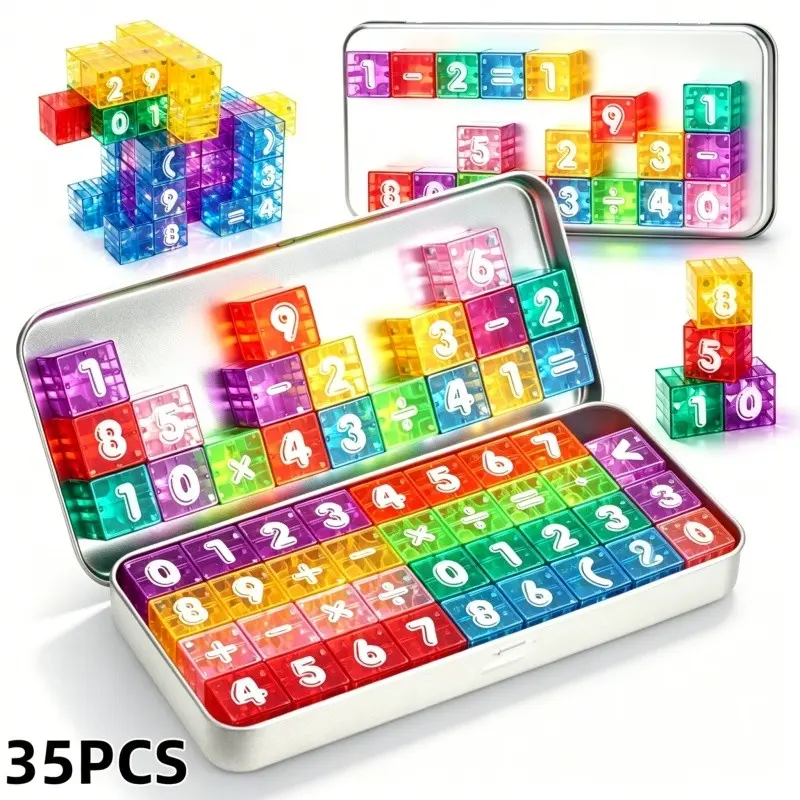 35-Piece Magnetic Number Blocks, Portable STEM Math Learning Toy, Math Learning Tools for Kids Ages 3+, Montessori Gift for Boys and Girls, Math Teaching Aid #GLOBAL PICKS