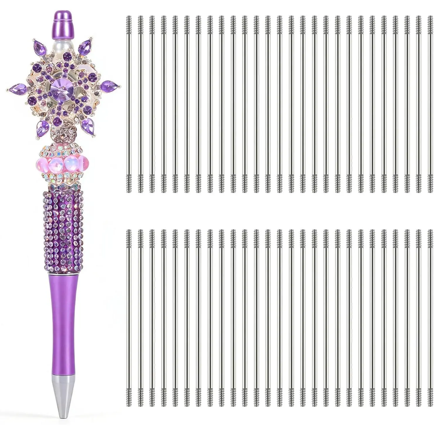 150 count Extenders for Beadable Pens Bulk with Blank | Stainless Steel Bead Rod  Bead Pen Rod Metal Bars for DIY Pens Repair Craft Making Supplies 2.83 inches