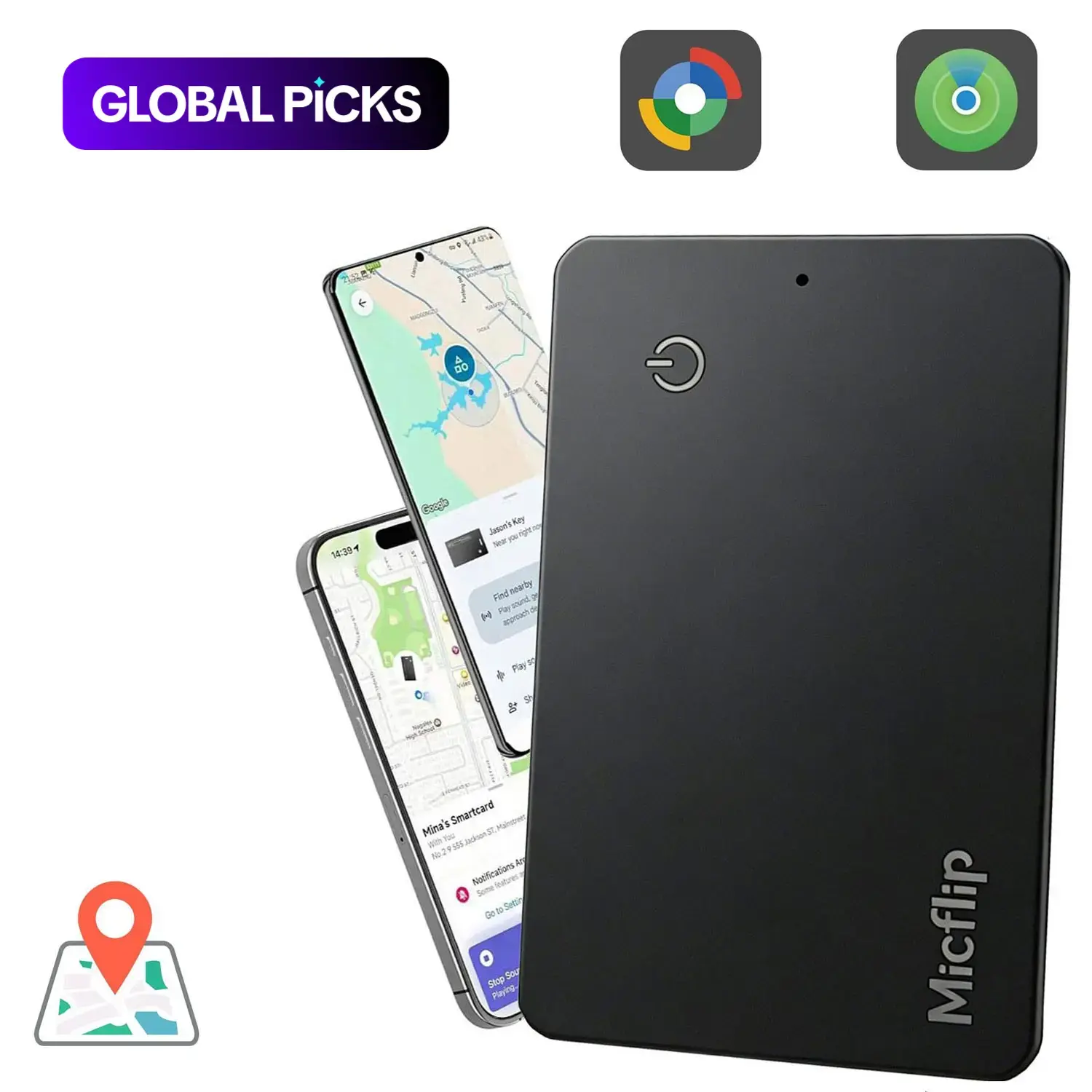 Wallet Tracker Card, Thin Finder, Love&track, IP68 Waterproof Design, 3-Year Battery, for iOS & Android, Item Locator for Luggage, Passport, Phone, Tracking, Anti Lost