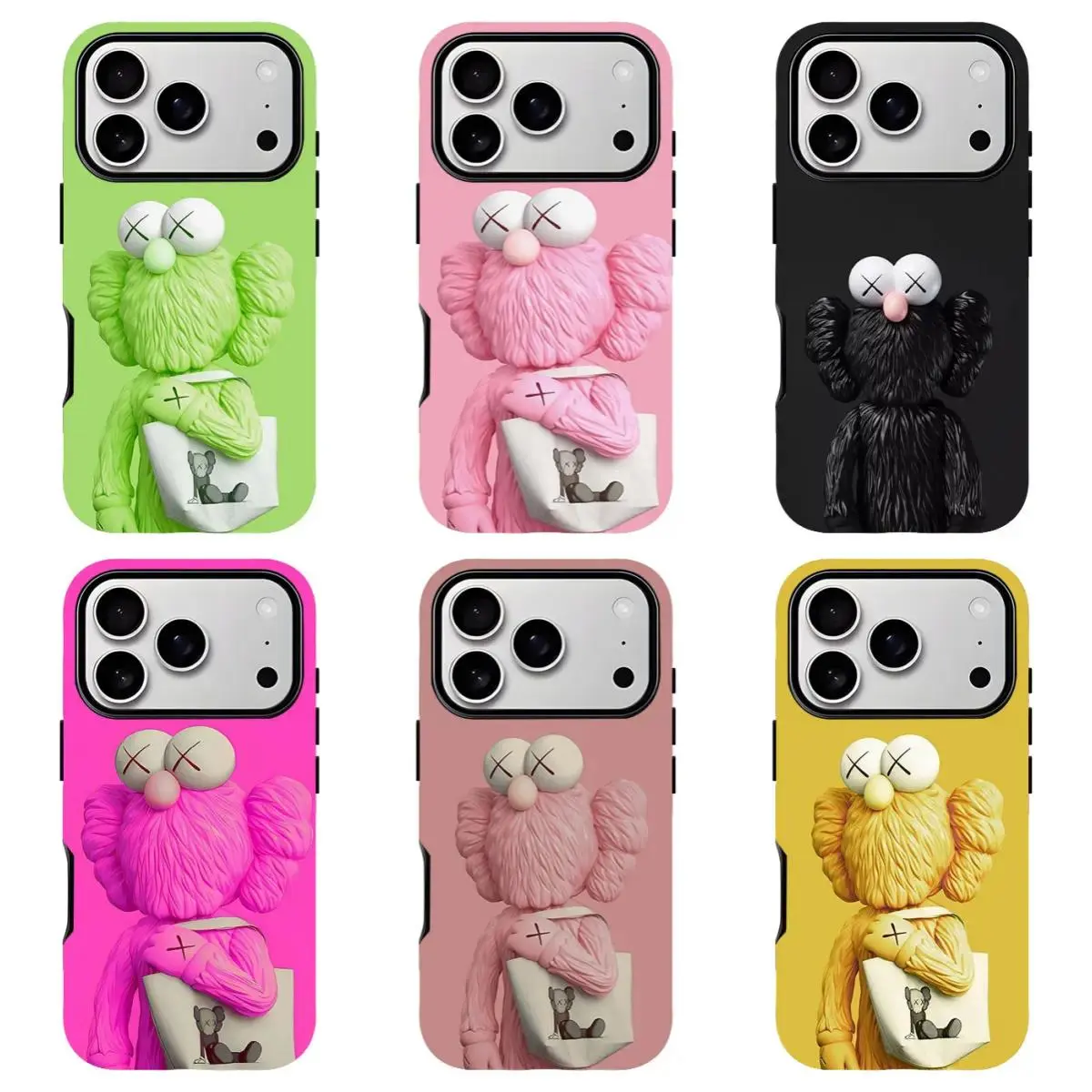 Kaws popular soft case phone case, featuring multiple colors and Kaws character designs, shockproof and protective, Suitable for iPhone 17-11 Pro Max/Plus and  Samsung Galaxy S23-25