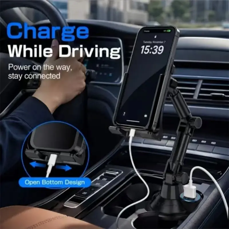 Car Cup Holder Mount, Adjustable Rotatable Phone Tablet Stand, Navigation Support Bracket, Fits All Car Models, 1pcs