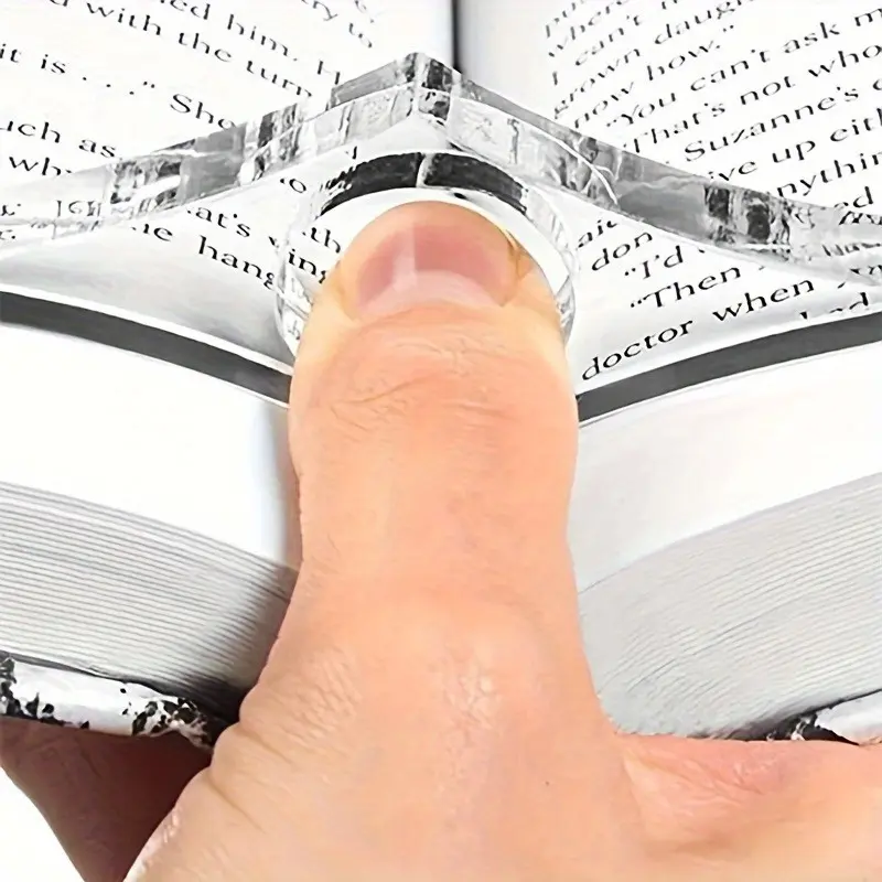 3 Pcs Clear Acrylic Thumb Book Holders – Diamond-shaped page holders in small, medium and large sizes. Helps keep books open comfortably for reading, perfect page extender bookmark for students and book lovers.