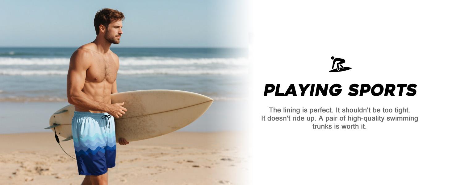 Mens Swim Trunks with Compression Liner 5 Inch Inseam Quick Dry Swim Shorts Mens Swimsuit Board Shorts with Pockets