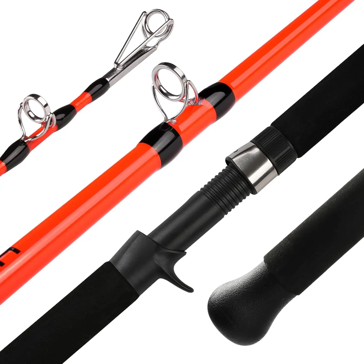 8' Glow Catfish Rod, Medium Heavy 2-, 10-65 lb | S-glass carbon blank, glow-in-dark finish, EVA grip and stainless guides for night catfishing with 10-65 lb line