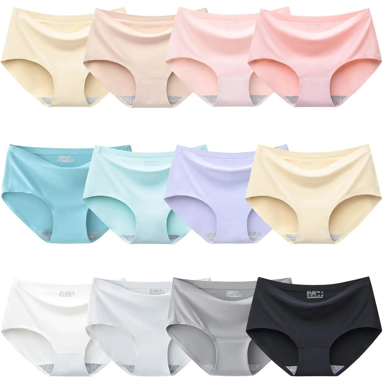 Teen Girls Seamless No Show Panties Full Coverage Underwear Pack of 12(Gift)