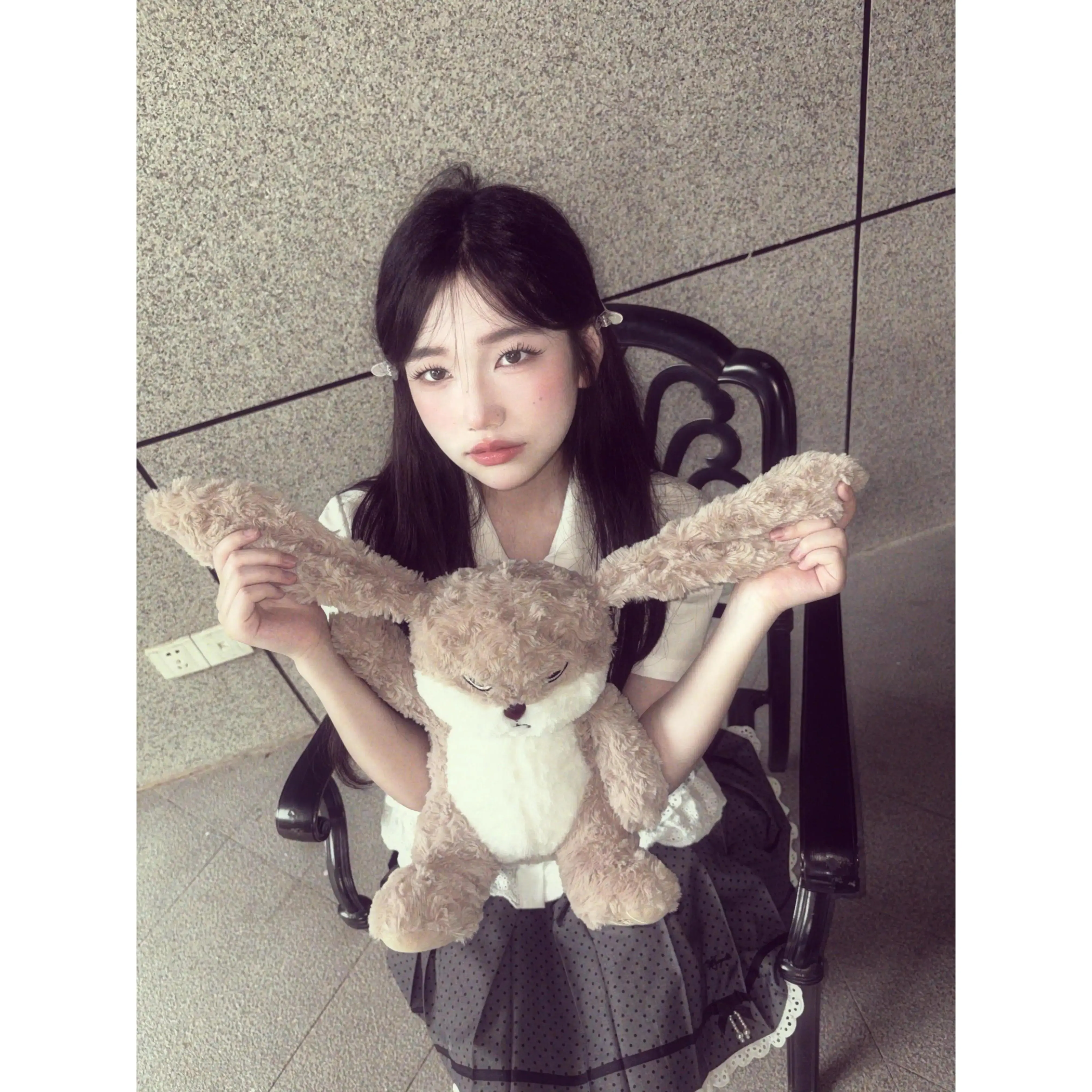 Grumpy Bunny Curly Plush - Soft Fluff Mood Doll, Item Reflecting Inner Mood for Toys & Hobbies Enthusiasts rabbit plushie