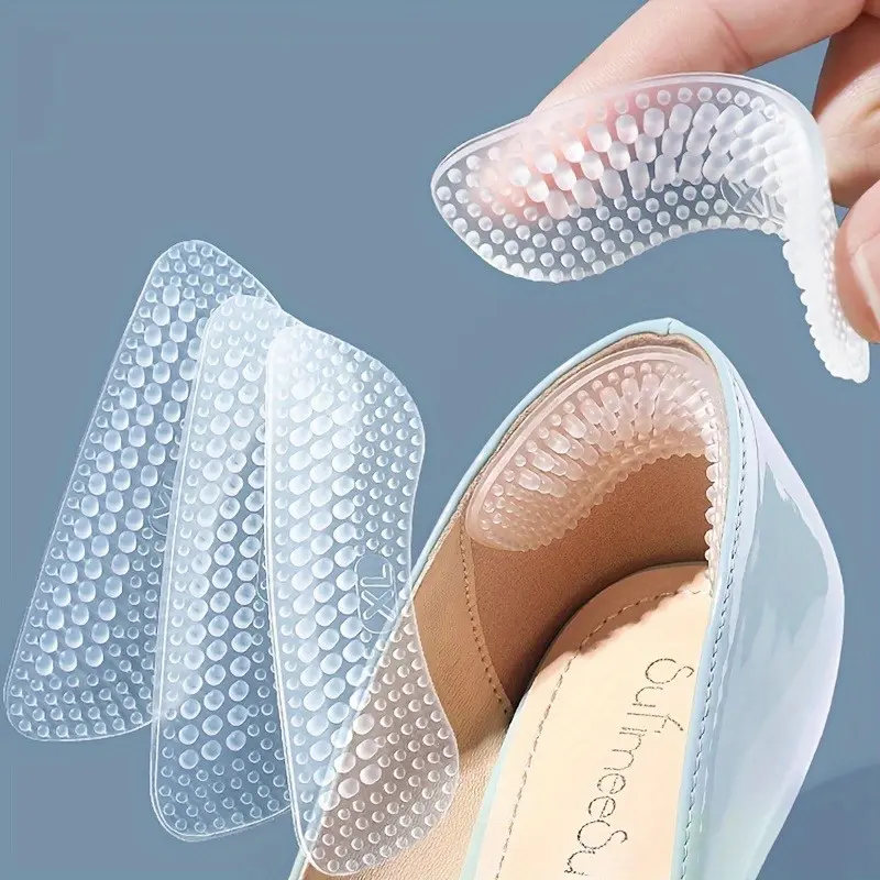 4pcs Premium Silicone Heel Grips - Non-Slip Cushions, Shock-Absorbing Inserts, Foot & Heel Protector, Anti-Slip Shoe Pads for Comfortable Walking and Standing
