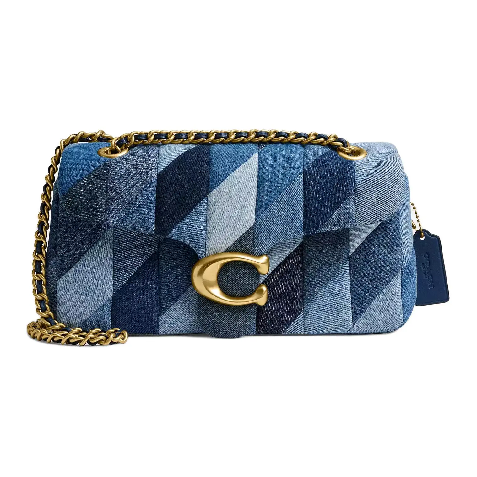 COACH Tabby 26 Quilted Denim Crossbody Bag for Women in Brass and Blue