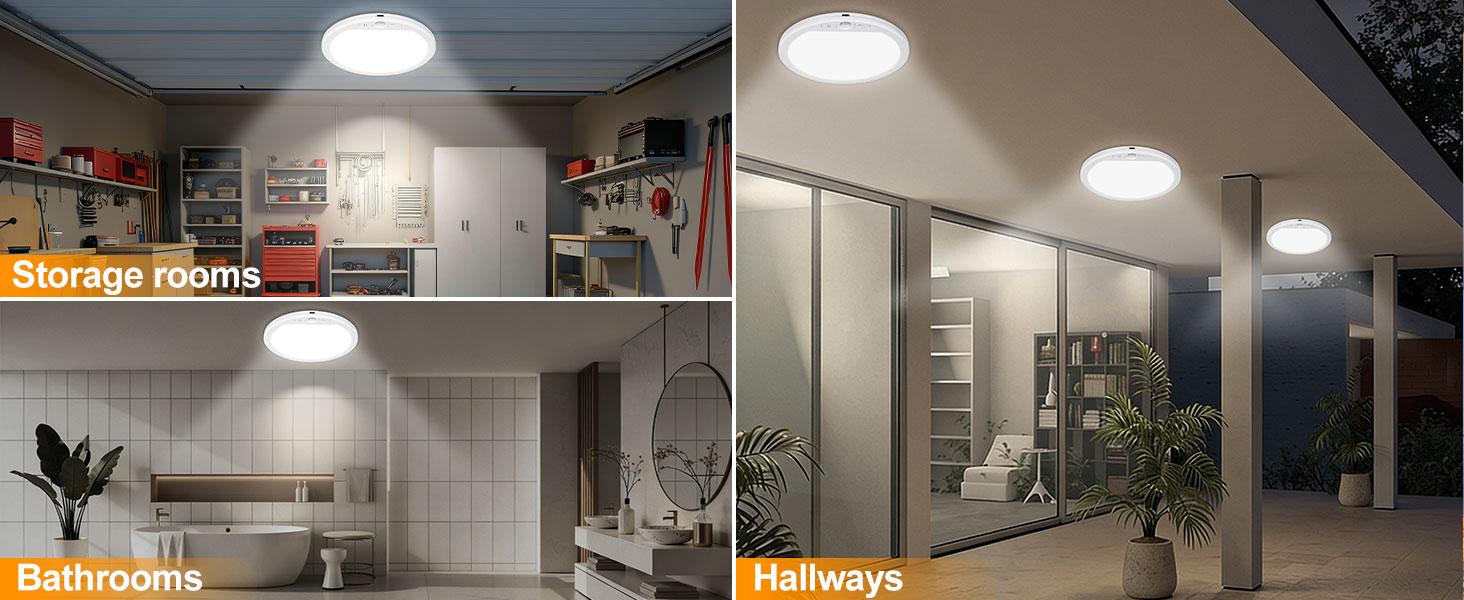 Sensor Ceiling Light with Remote Stick on Closet Light Battery Operated Ceiling Lights for Shower Shed Hallway Porch Stairs
