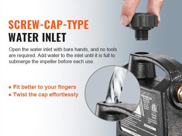 VEVOR Cast Iron Water Transfer Pump, 115V AC 1600 GPH 1/2HP, Portable Electric Utility Pump with Carbon Brush,, Brass Connectors, for Garden, Rain Barrel, Pool, Pond, Tub, Aquarium Draining