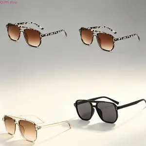 4 Pack Y2K Vintage Double Bridge Aviator Sunglasses, Lightweight Polarized Unisex Eyewear, Trendy All-Season Accessory For Daily Looks, Outdoor Sports, Road Trips And Casual Vacation Outfit Matching