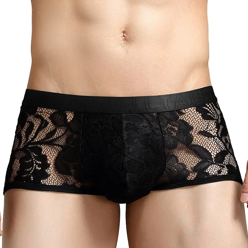 2026 Summer  new  breathable men's boxers fashionable sexy lace panties U convex bag boxers