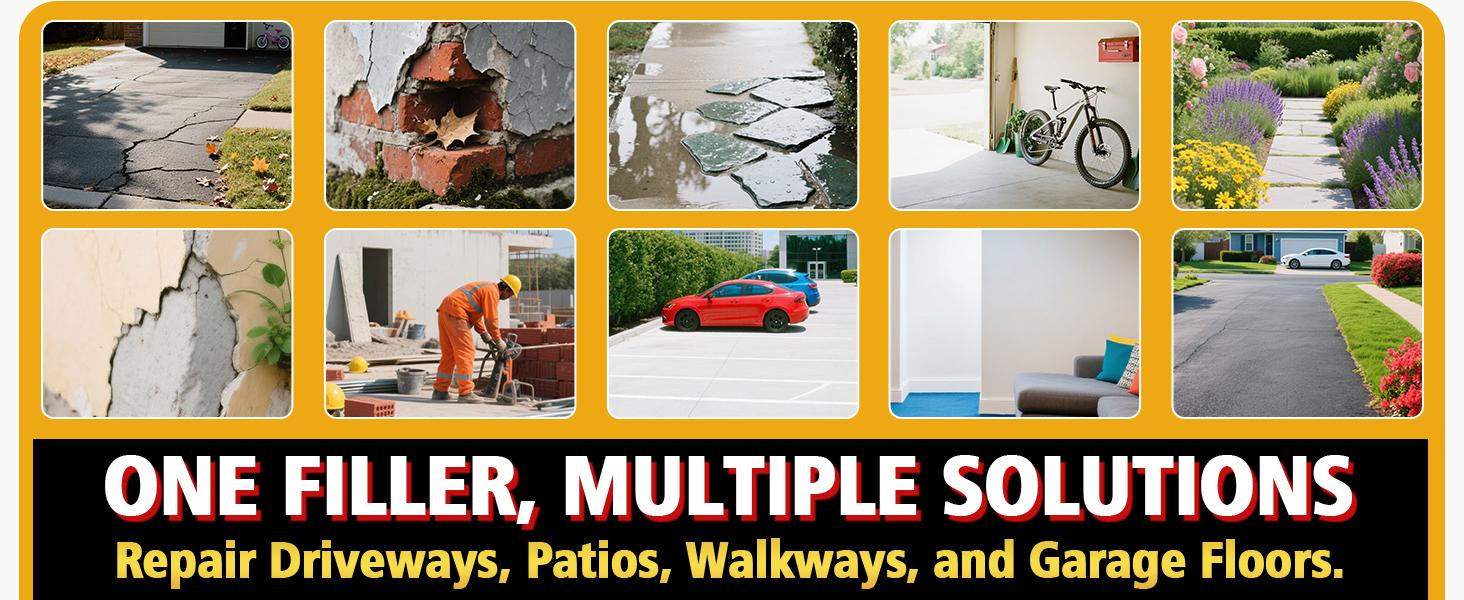 500g Concrete Crack Filler, High Elasticity Liquid Cement Crack Filler, Self-Leveling Waterproof Repair Sealant for Driveway, Walkway,, Hole -Quick Drying, Fix (Concrete Crack Filler)