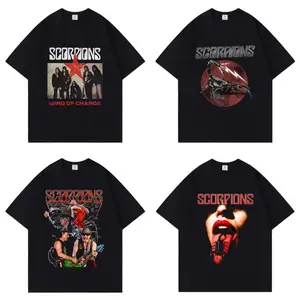 Retro Fashion Scorpions Classic Oversized Cool INS Streetwear Vintage Crew Neck Pure Cotton Soft T-shirt Women Men Unisex Summer Comfortable and Stylish Items Holiday Gifts Father's Day