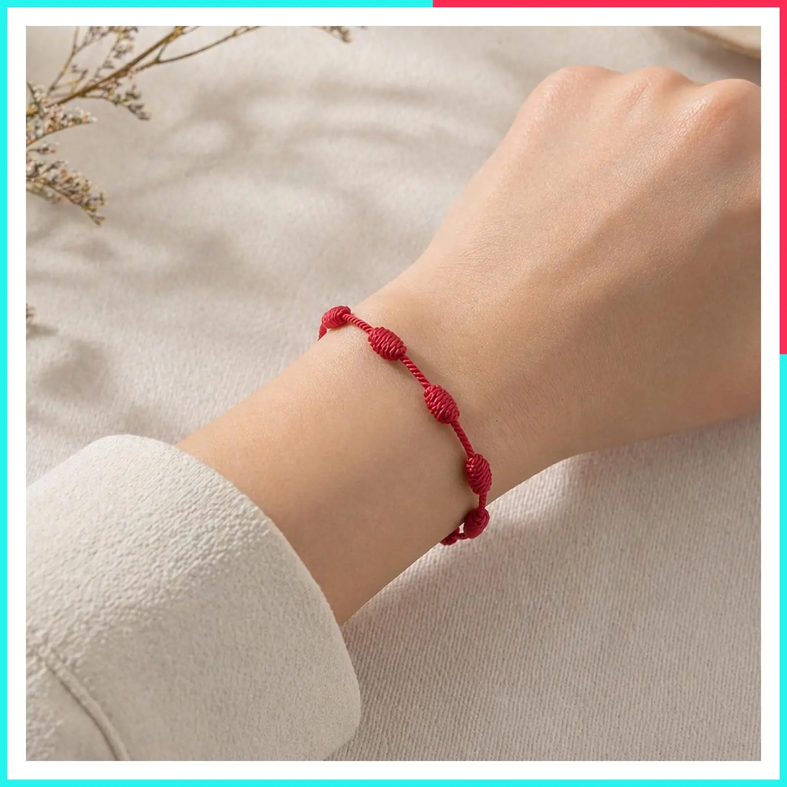 Kabbalah Bracelet with 7 Knots of Red Thread, Unisex Adjustable for Eye Protection and Good Luck