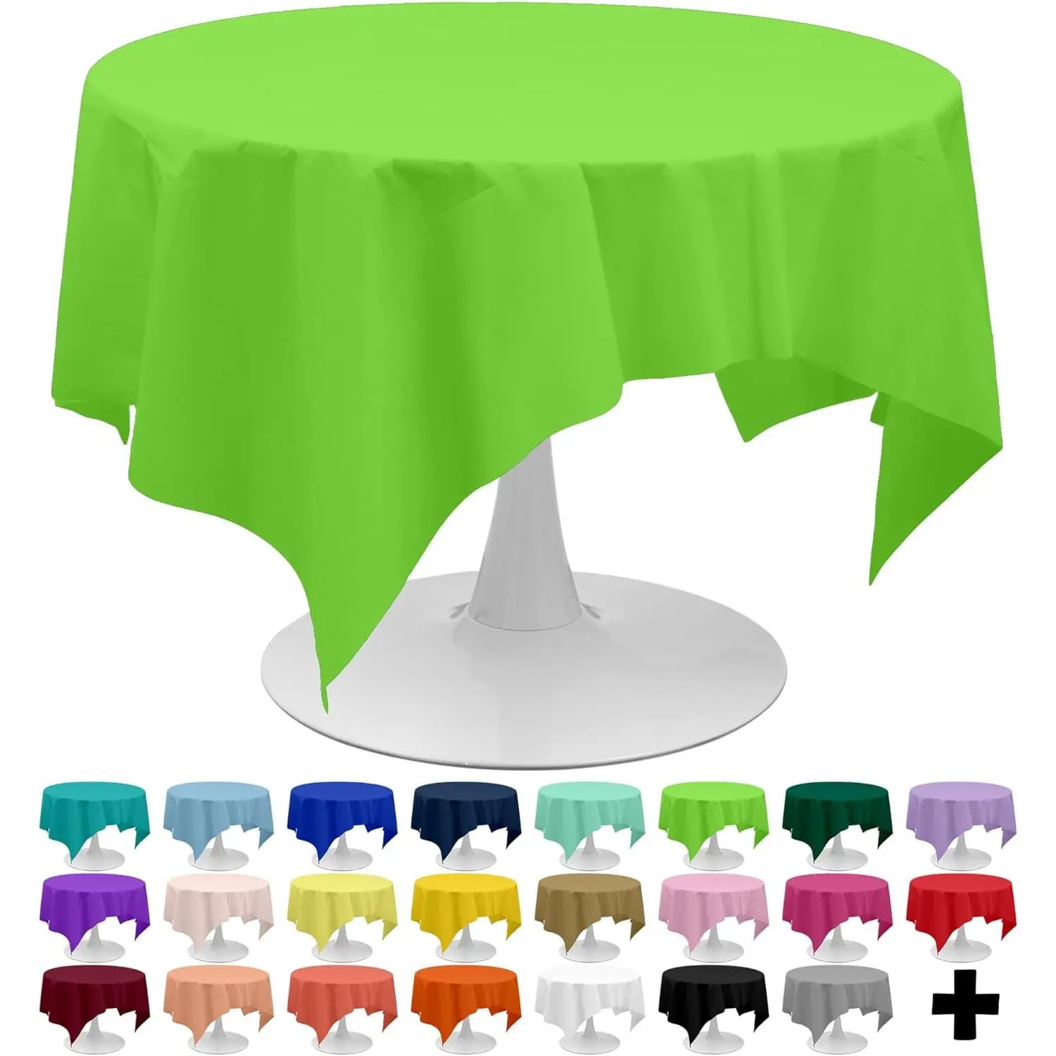 Lime Green Tablecloths Plastic 3 Pack  84 Inches Disposable Table Covers Decorative Table Cloths for Round Dinning Kitchen Tables