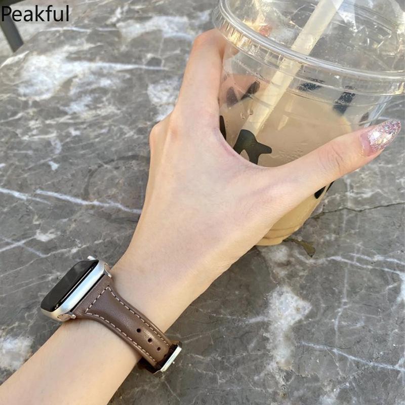 Applicable to apple watch smart watch s98se/ultra small waist women's leather apple strap cross-border